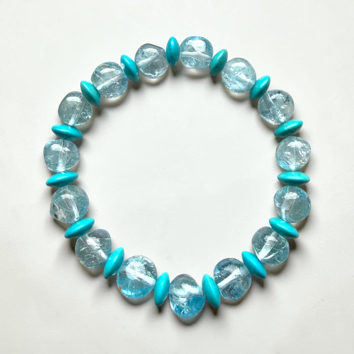 Blue Topaz with Turquoise Rondelle Bracelet