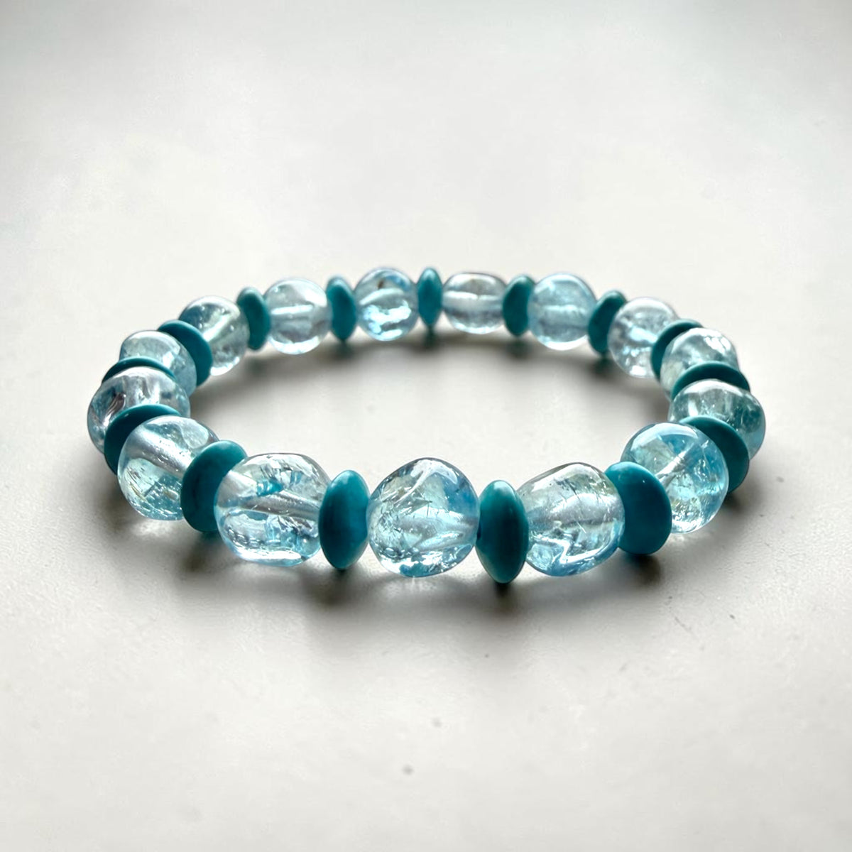 Blue Topaz with Turquoise Rondelle Bracelet