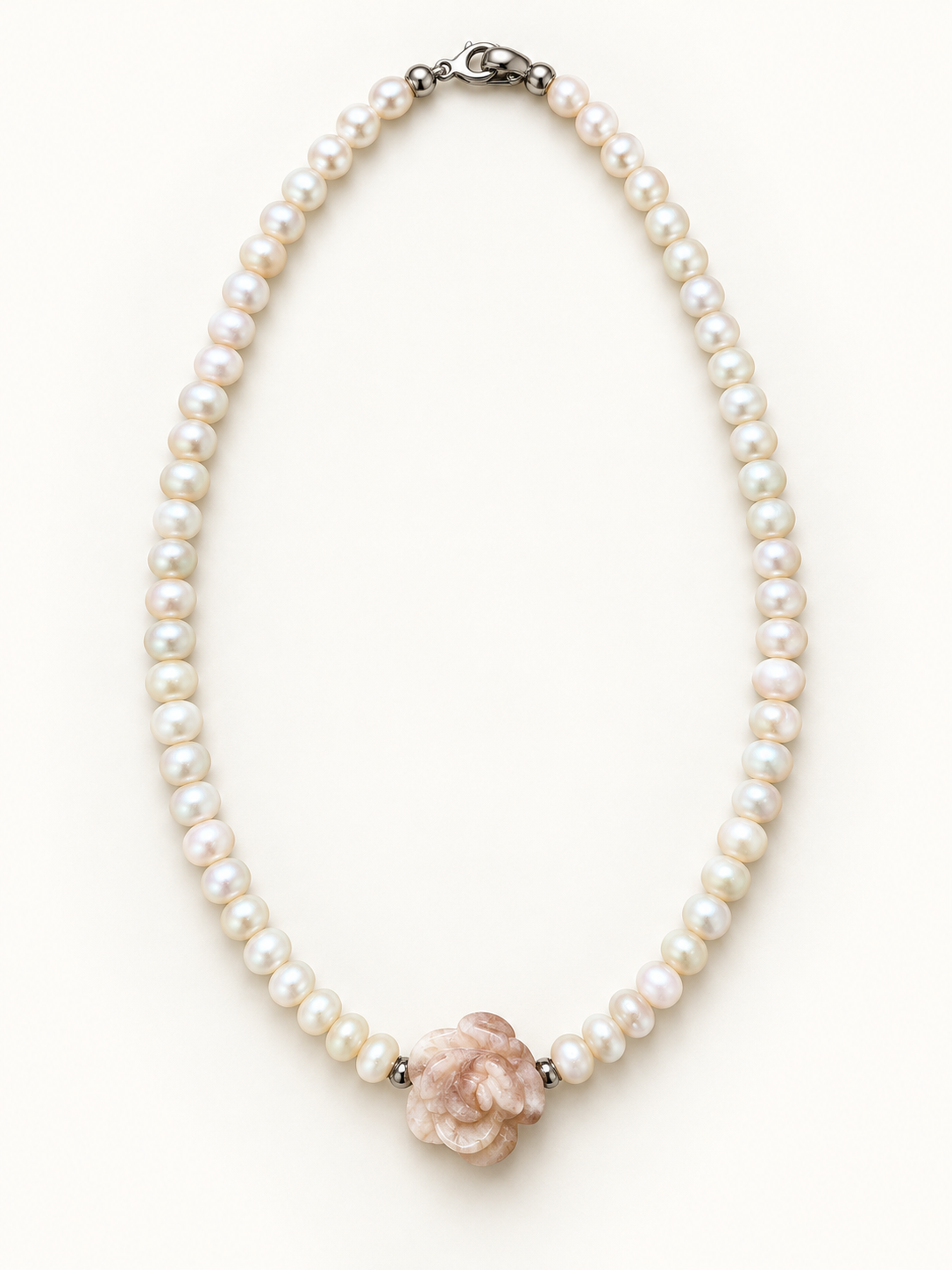 Pearl & Sakura Agate Flower Necklace