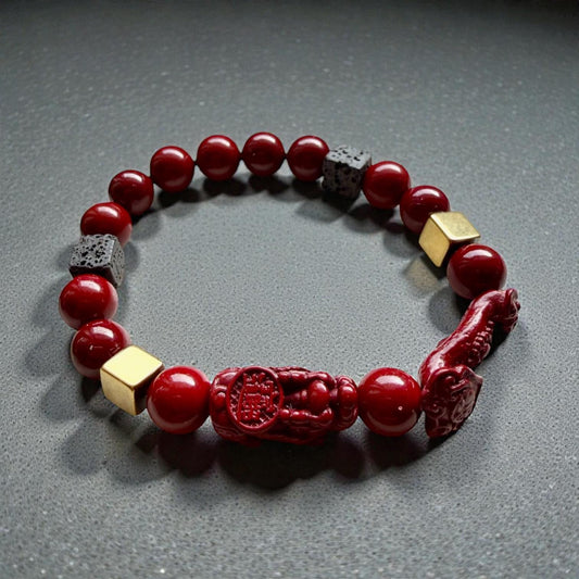 Pixiu & Ruyi Cinnabar Bracelet